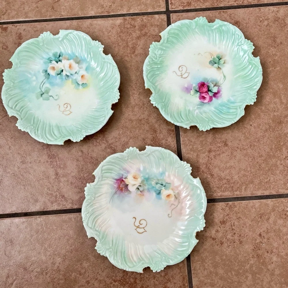 Vintage French Limoges Porcelain Monogrammed Plates 3